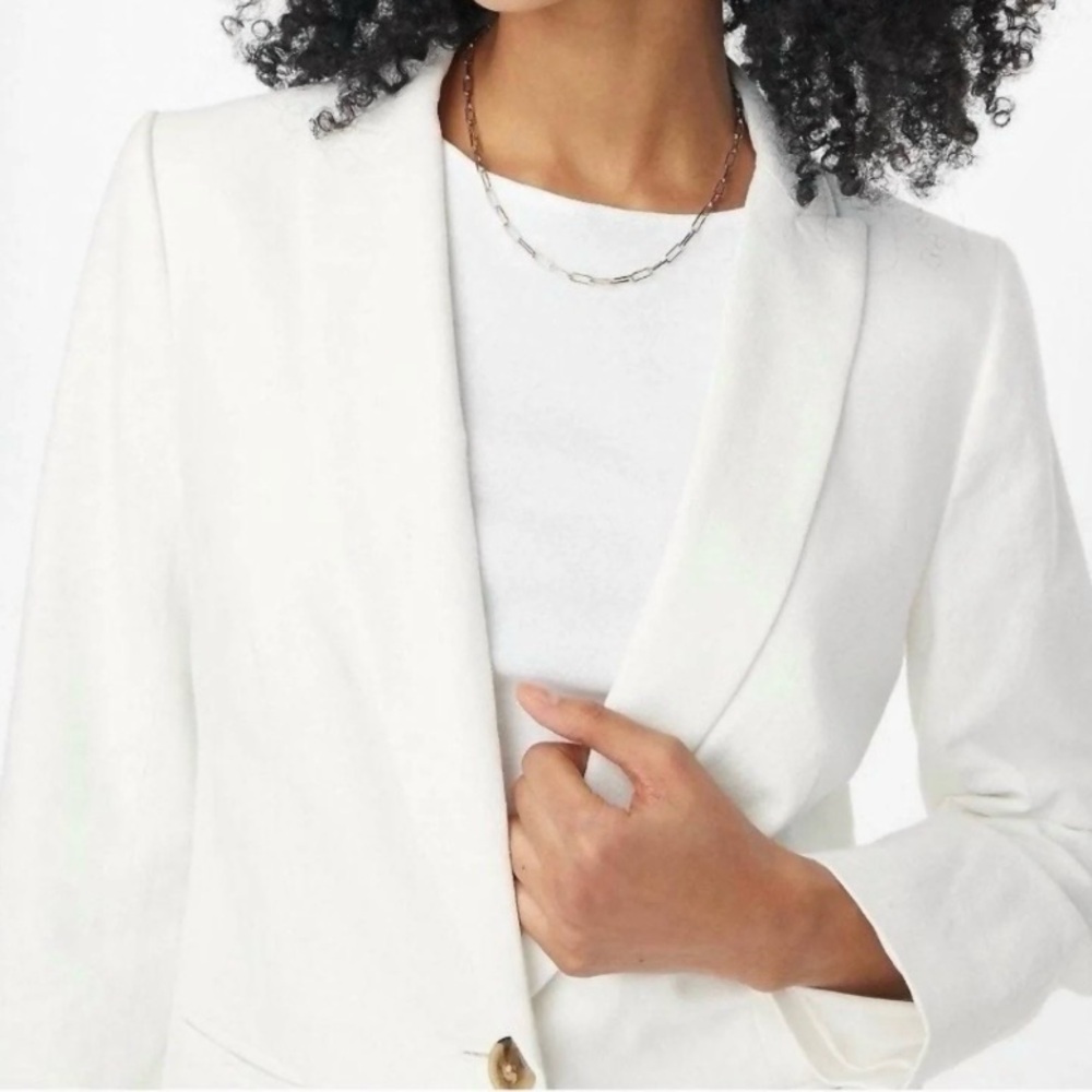 J. Crew White Single-Button Tailored Blazer